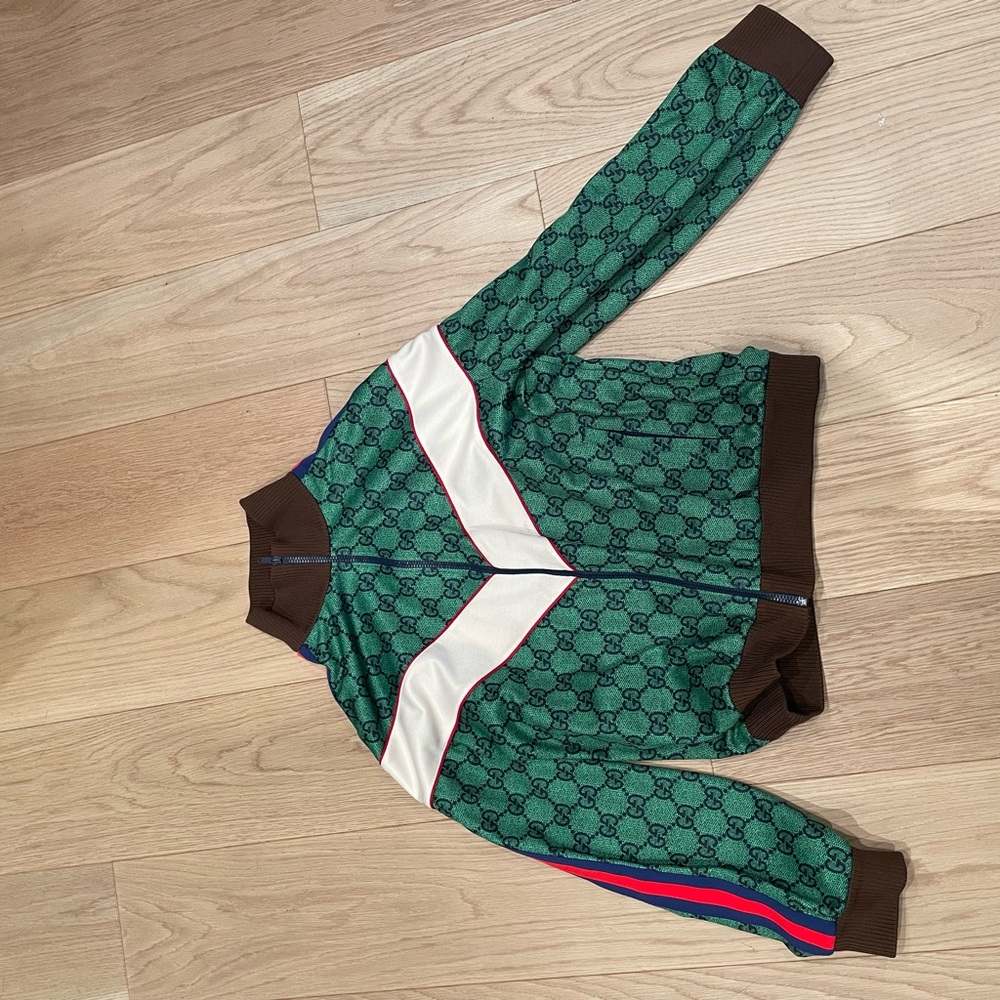 GG Zipper Logo Jacket- Green